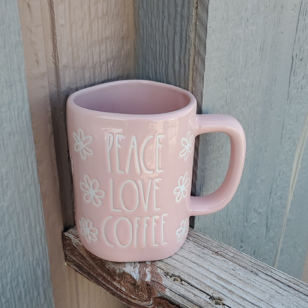 Rae Dunn Pink Peace Love Mug